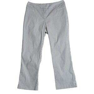 Ann Taylor Factory Seersucker Striped Straight Ankle Crop Pant Blue Pants Sz 00P